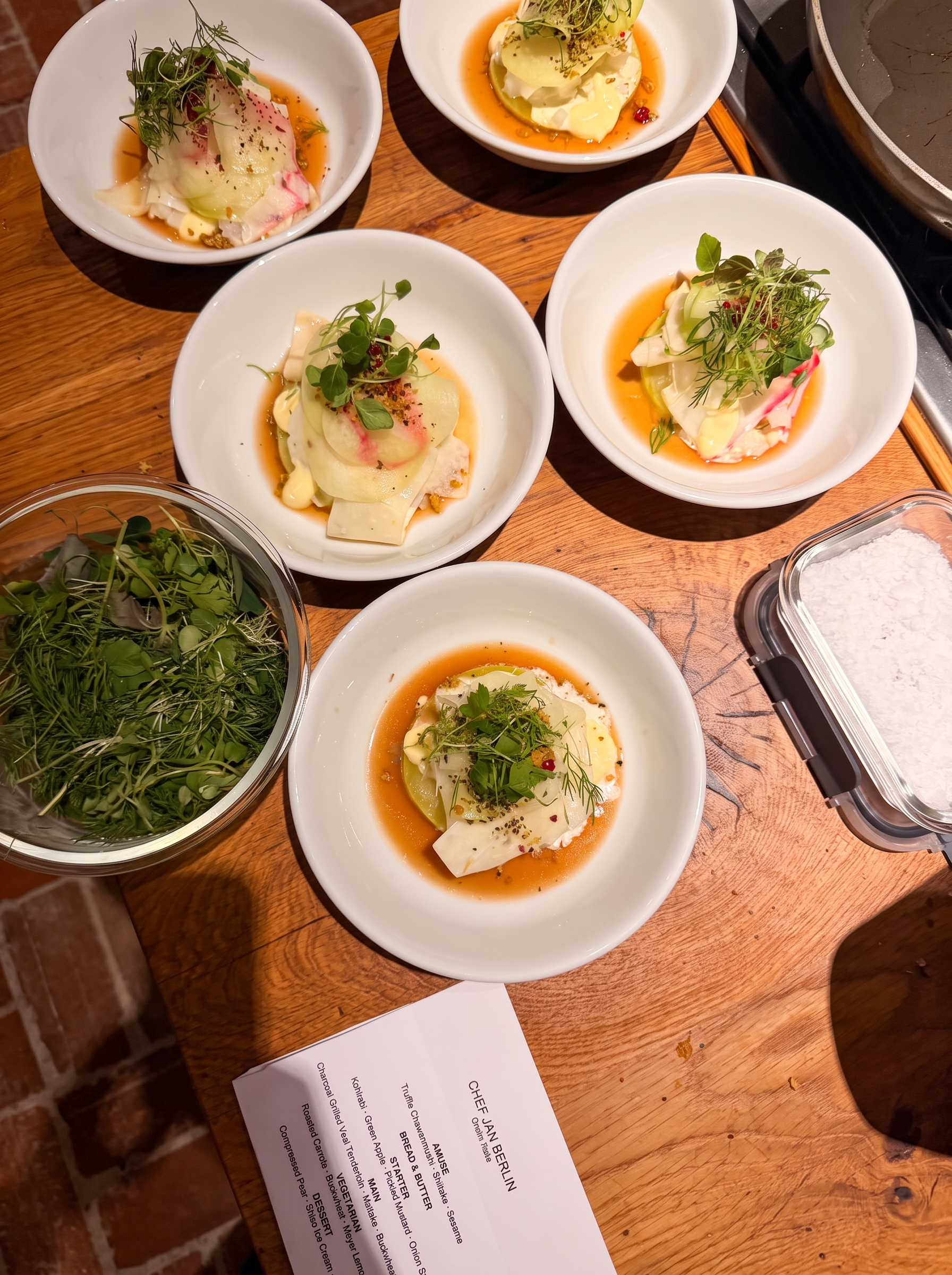 Chef’s Table: Vorspeisen und Menükarte