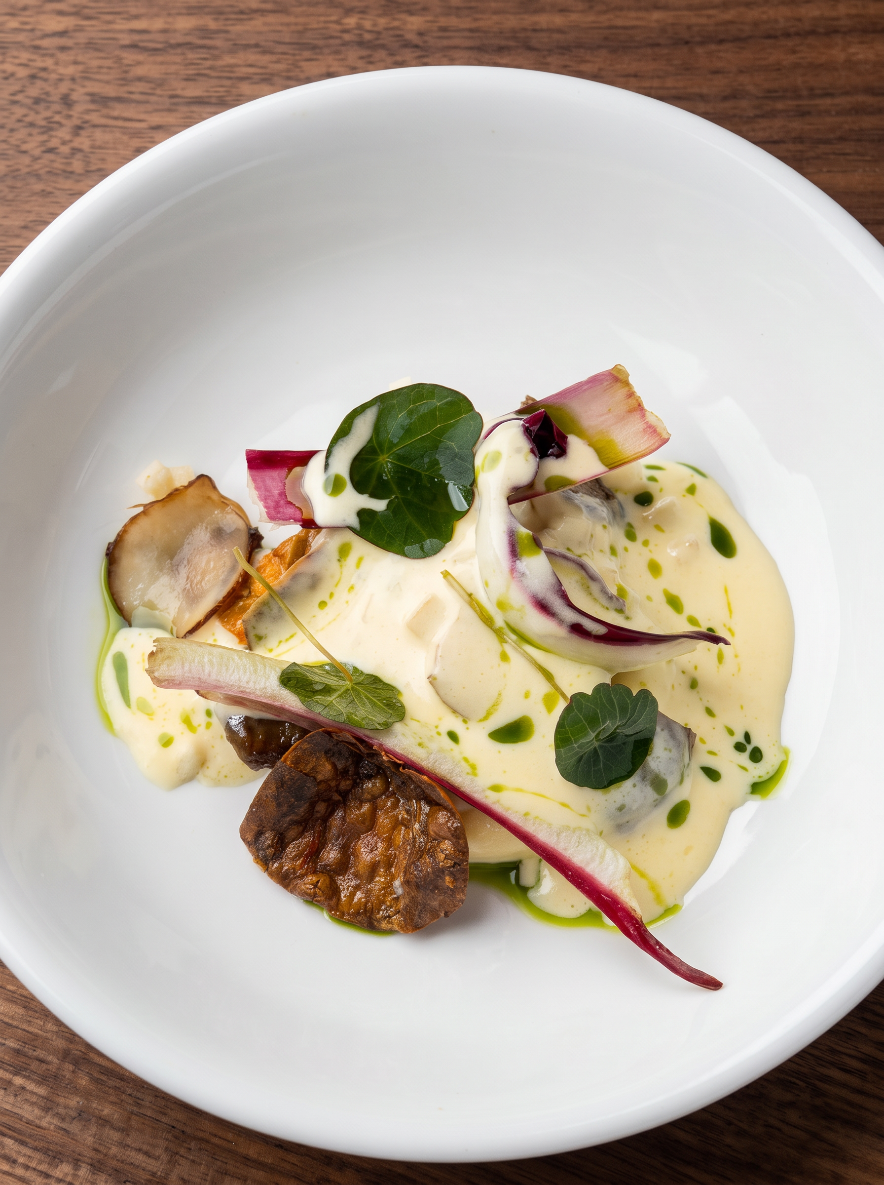 Topinambur, Radicchio und Beurre blanc